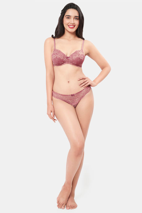 Amante Padded Non Wired Full Coverage Lace Bra Bra - Messa Rose — image 5